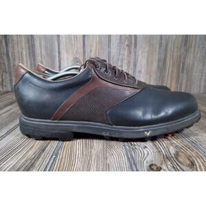 Callaway Faux Leather Golf Shoes Black Brown Saddle Classic Retro Men Sz‎ 13